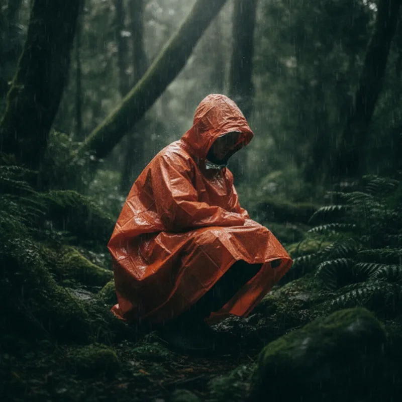Emergency Poncho Rain - Regenponcho mit Kapuze, winddichter Notfallponcho, Regenmantel,