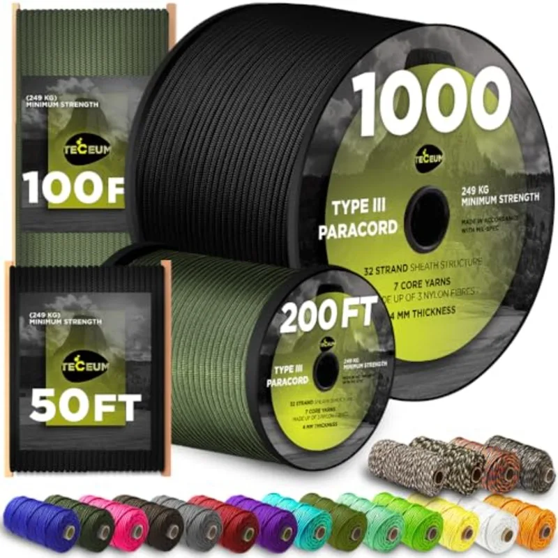 Para Cord 1000Ft - 5/32 Zoll Paracord-Seil 1000ft/200ft/100ft/50ft Taktisches Fallschirmseil