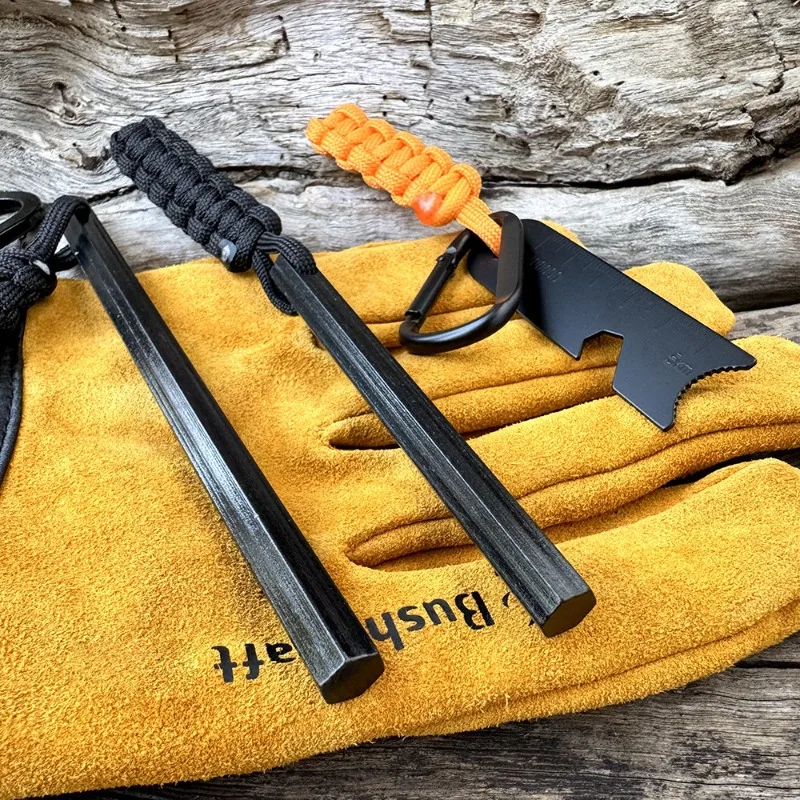 Magnesium Fire Starter - Handgewebter Seil-Sechskant-Feuerstahl aus Magnesium für Outdoor-Überlebensausrüstung,