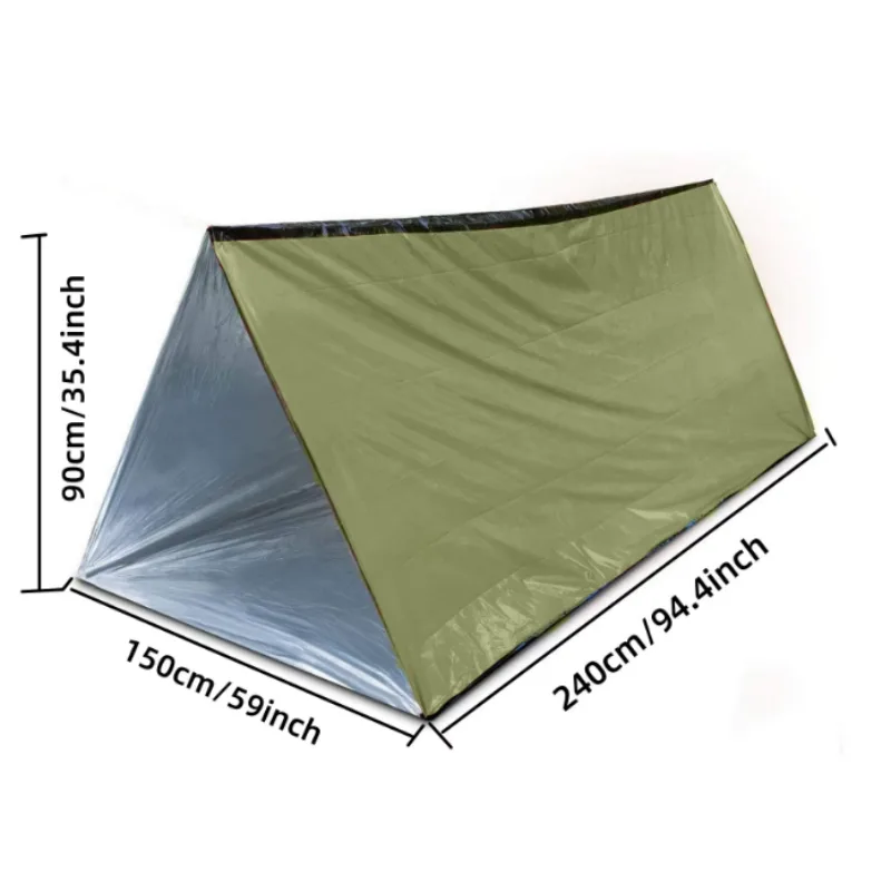 Emergency Mylar Tent - 2-Personen Wiederverwendbares Mylar-Röhren-Notfallzelt Wasserdichter Winddichter Überlebens-Biwak-Schutz