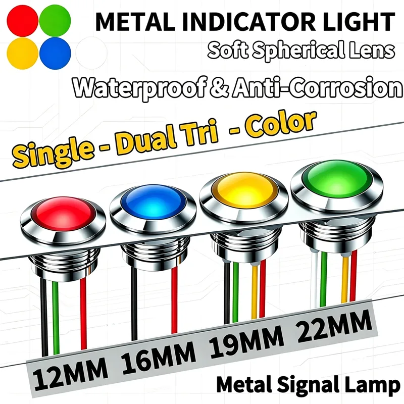 Signal Panel Orange - Metall-LED-Anzeigeleuchte 12mm 16mm 19mm 22mm Wasserdichte