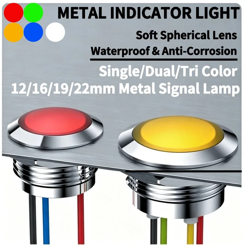 Signal Panel Orange - 12mm 16mm 19mm 22mm Metall-LED-Anzeigelampe Wasserdichte