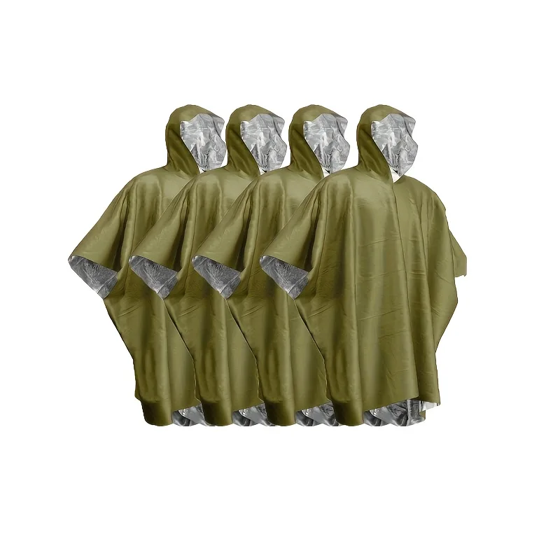 Survival Blanket Reflective - Notfall-Überlebens-Thermo-Regenponcho, wärmereflektierende, wasserdichte Raumdecke für Camping,