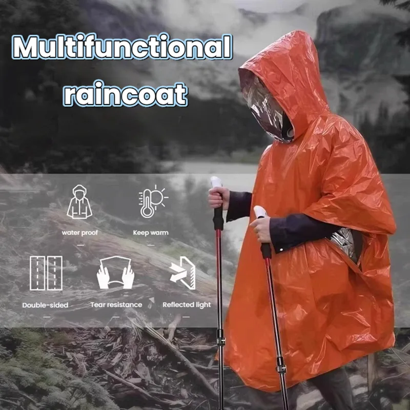 Emergency Poncho Rain - Tragbarer Notfall-Regenponcho für den Außenbereich mit