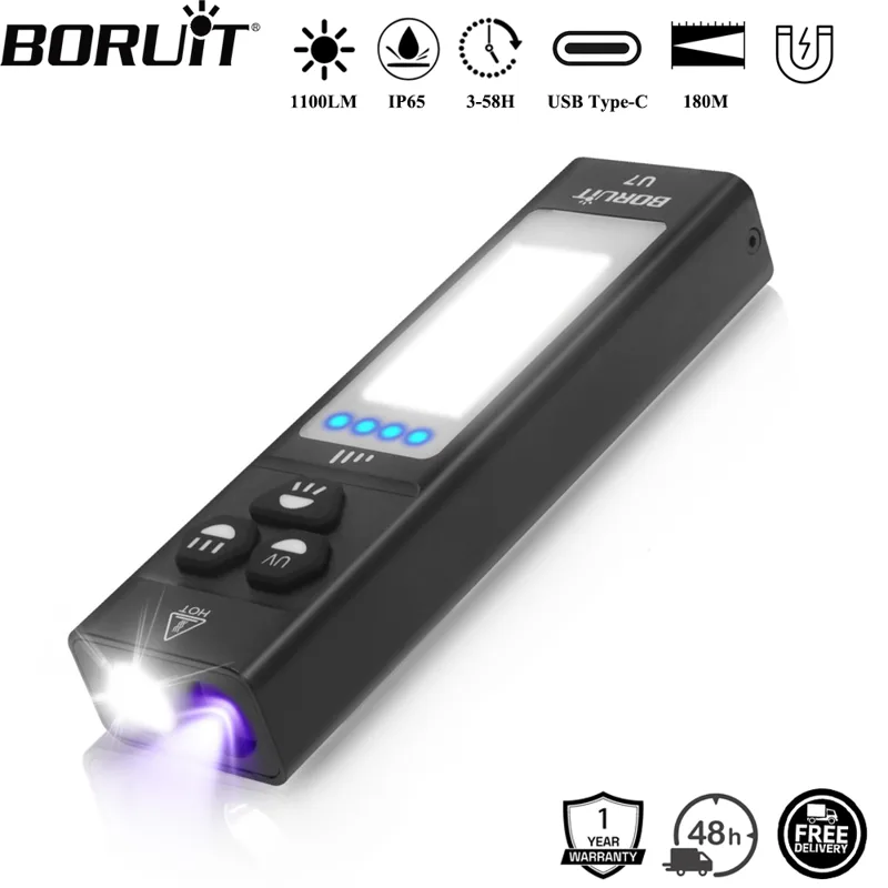 Fishing Kit Compact - BORUiT U7 UV-LED-EDC-Taschenlampe, 1100 lm, Typ
