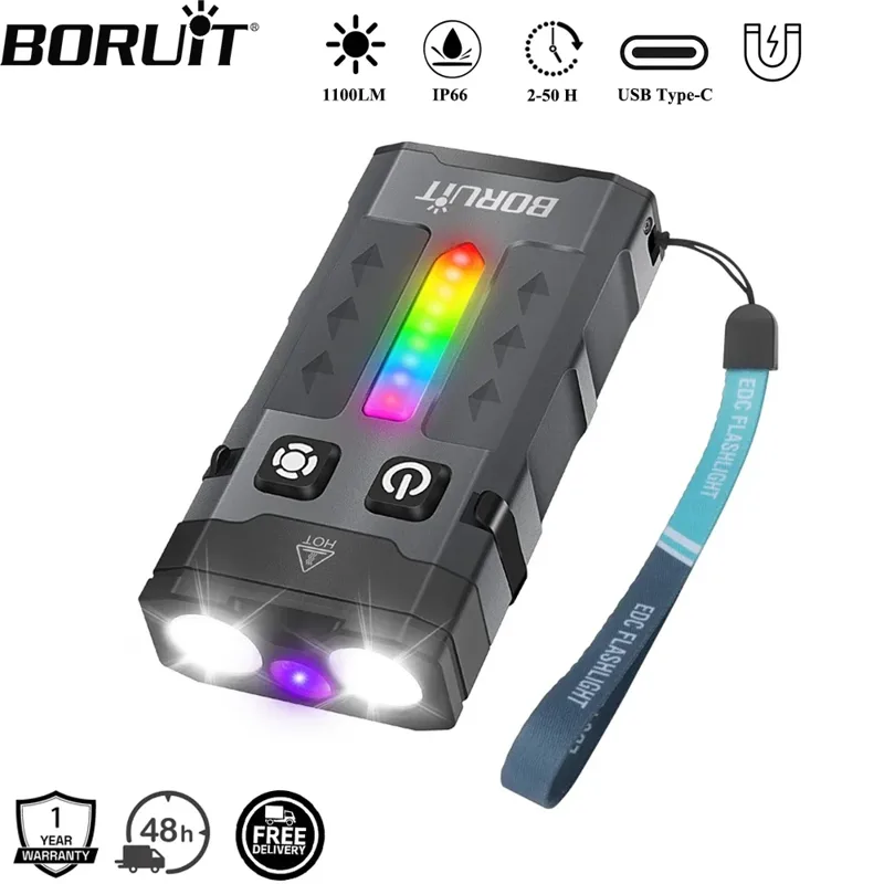 Fishing Kit Compact - BORUiT EV20 1100LM EDC UV-Schlüsselanhänger-LED-Taschenlampe Typ