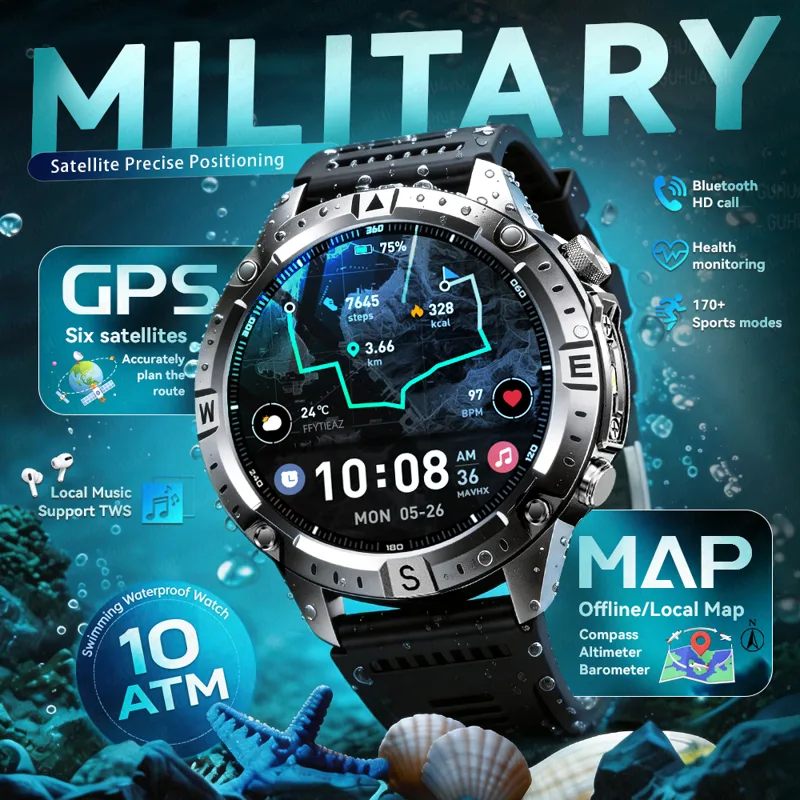 Compass Lensatic - 2026 Neue Militär-Smartwatch mit GPS, Offline-Karte,