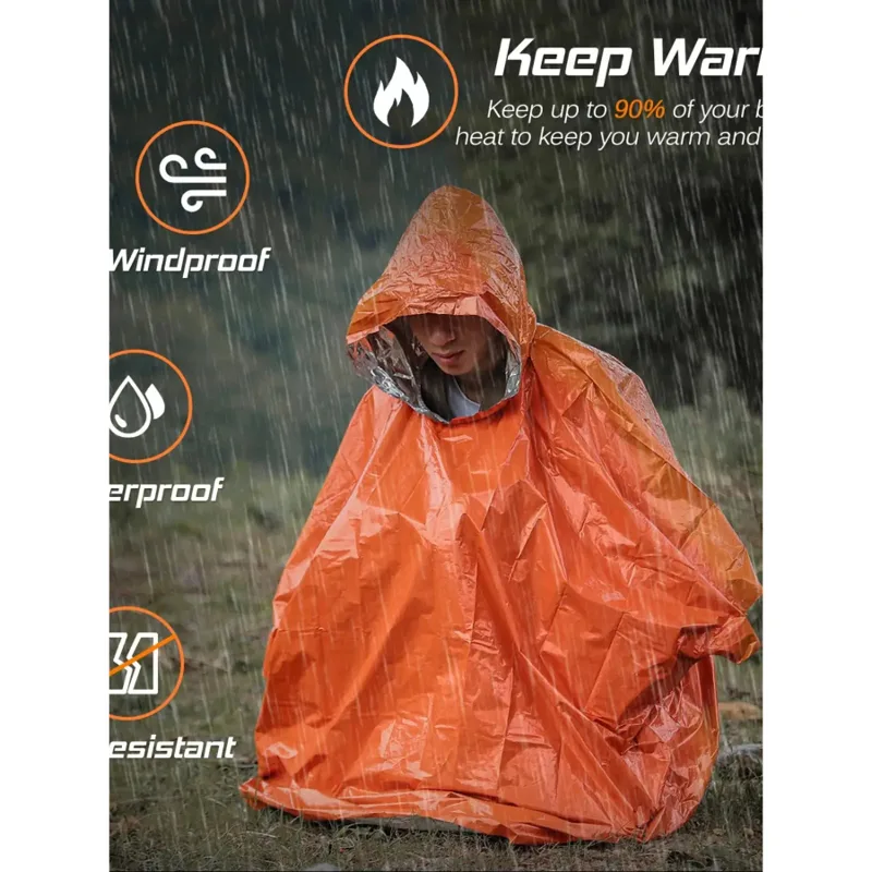 Bivy Bag Emergency - Notfall-Regenponcho, Thermodecke, Poncho, wetterfest, Outdoor-Survival, Campingausrüstung,