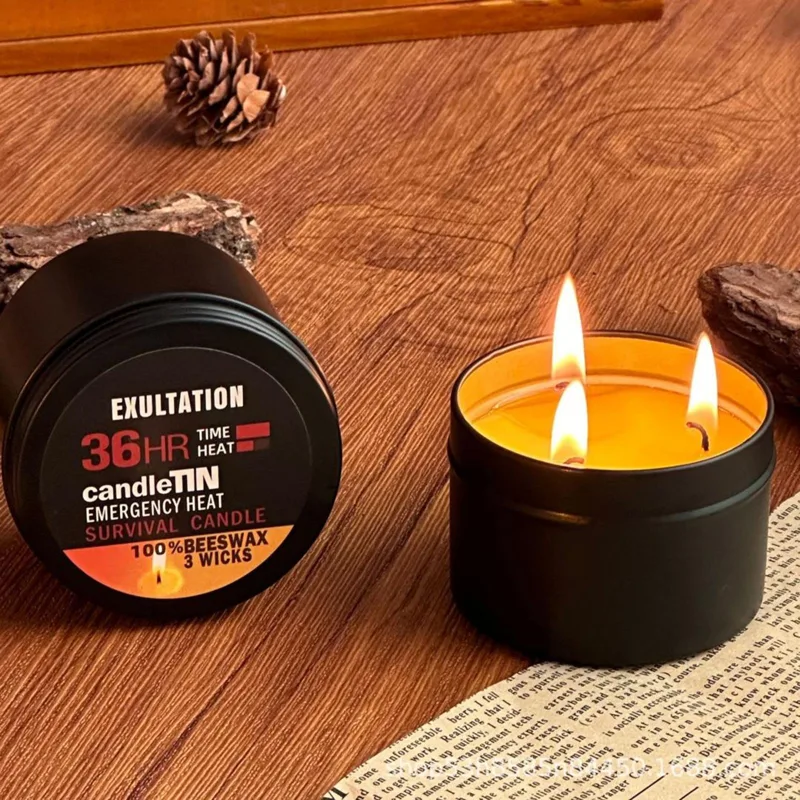 Fire Starting Kit - Lange brennende Kerzen, Campingkerze mit Glas,