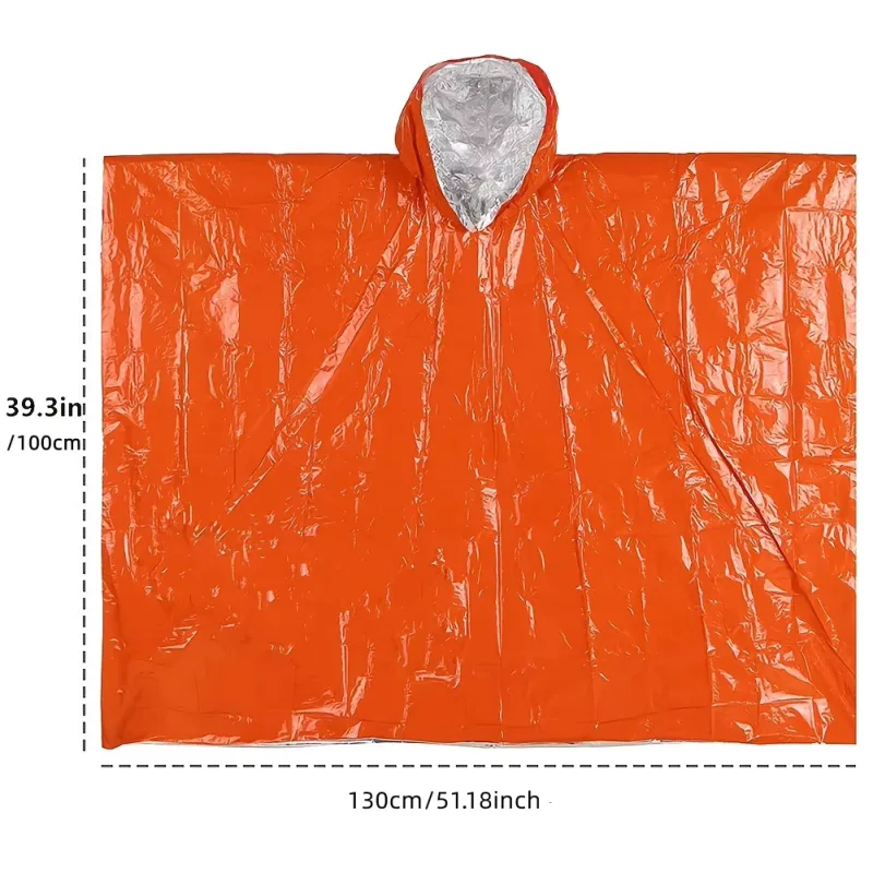 Survival Blanket Reflective - Wärmereflektierende Thermodecke Poncho, Wasserdichter Einweg-Notfall-Regenmantel, Kompakte
