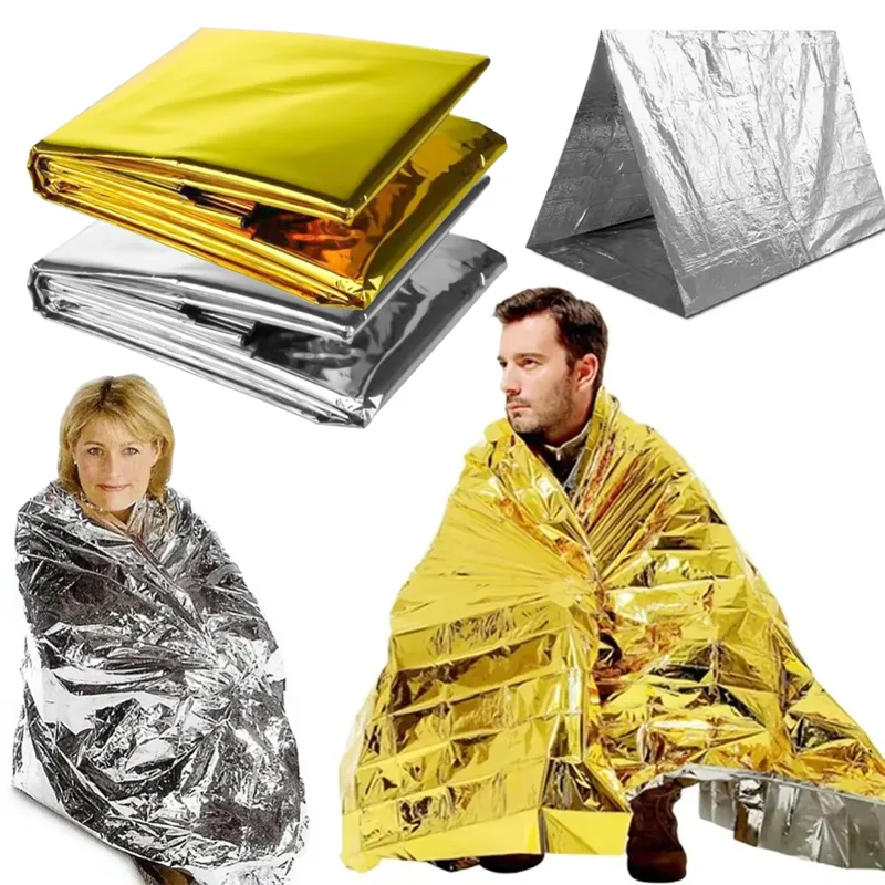Survival Blanket Reflective - Notfall-Überlebensdecke aus Mylar-Folie, wasserdicht, winddicht, reflektierende