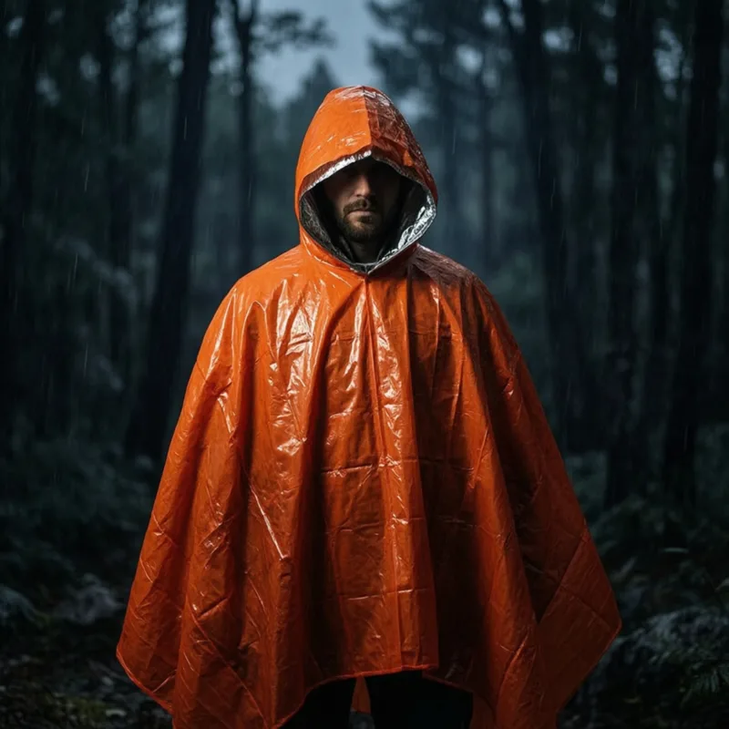 Emergency Poncho Rain - Regenponcho mit Kapuze, kompakter Notfall-Regenponcho, verdickte
