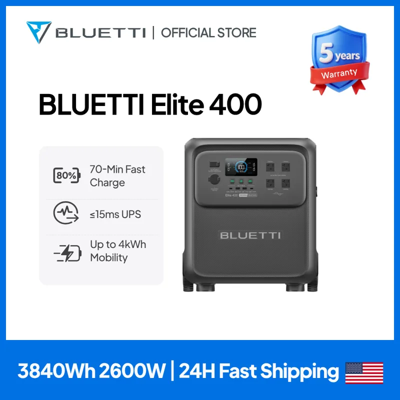 Solar Emergency Charger - BLUETTI Elite 400 2600W 3840Wh Ultrahohe