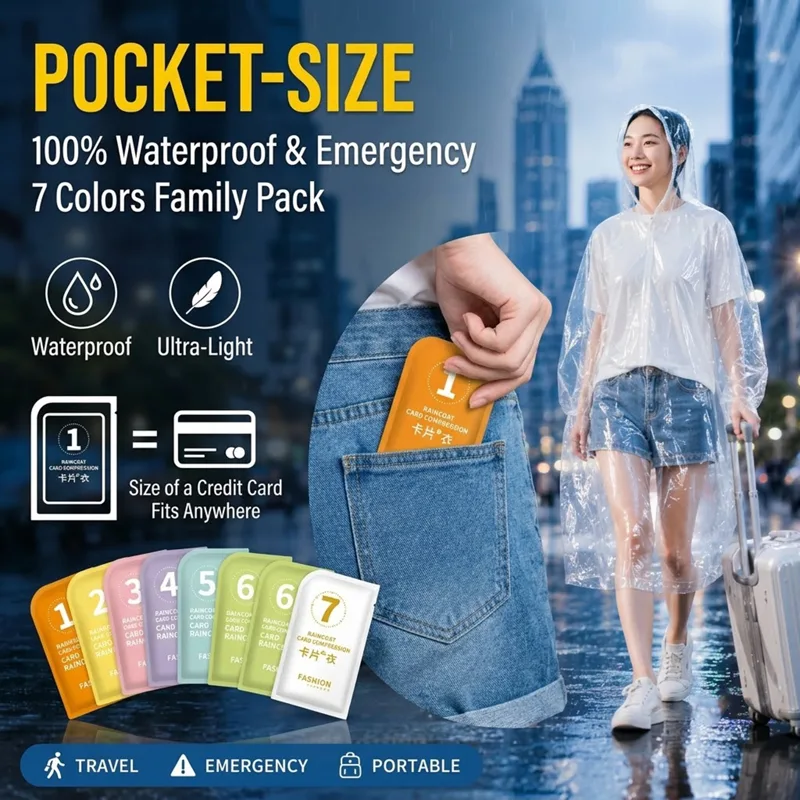 Emergency Poncho Rain - Unisex Tragbarer Einweg-Regenponcho Leichter PE-Regenponcho Wasserdichte
