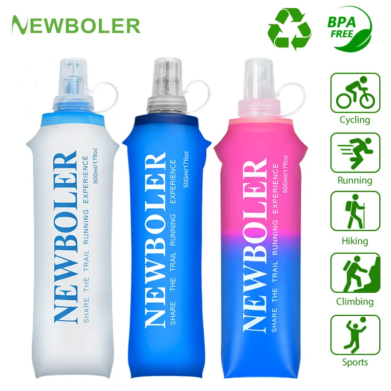Water Bag Collapsible - NEWBOLER Wasserflasche, zusammenklappbar, weiche Flasche, Sport-Wasserflasche,