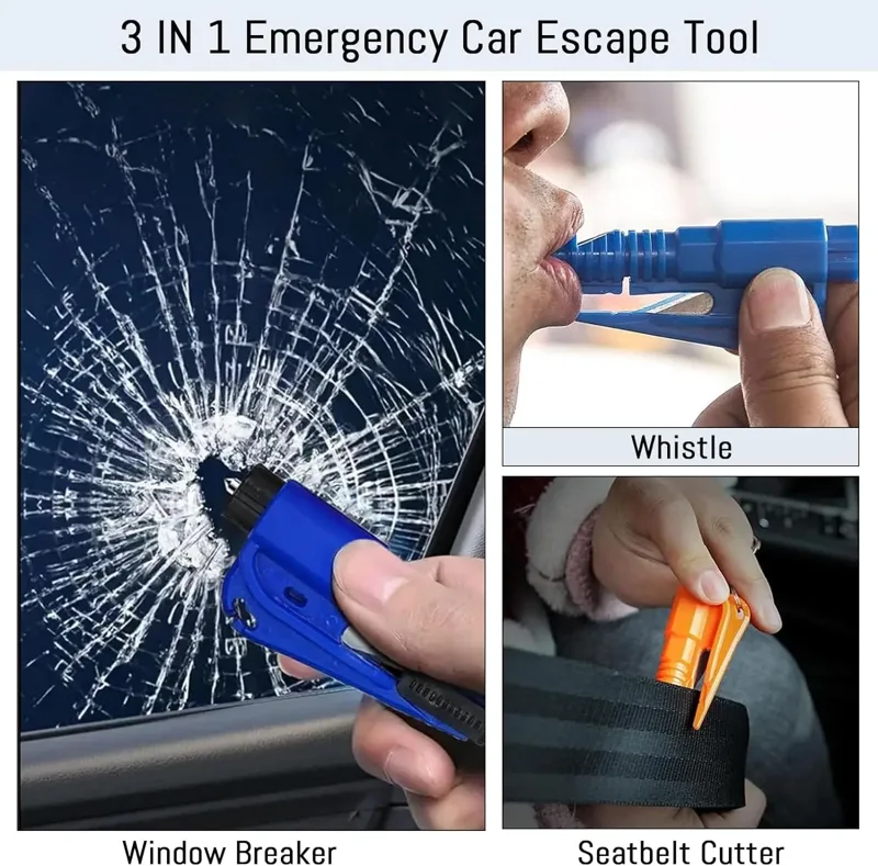 Rescue Rope Throw - Sicherheitshammer Auto-Notfallwerkzeug 3-in-1 Fensterbrecher Gurtschneider Kompakter