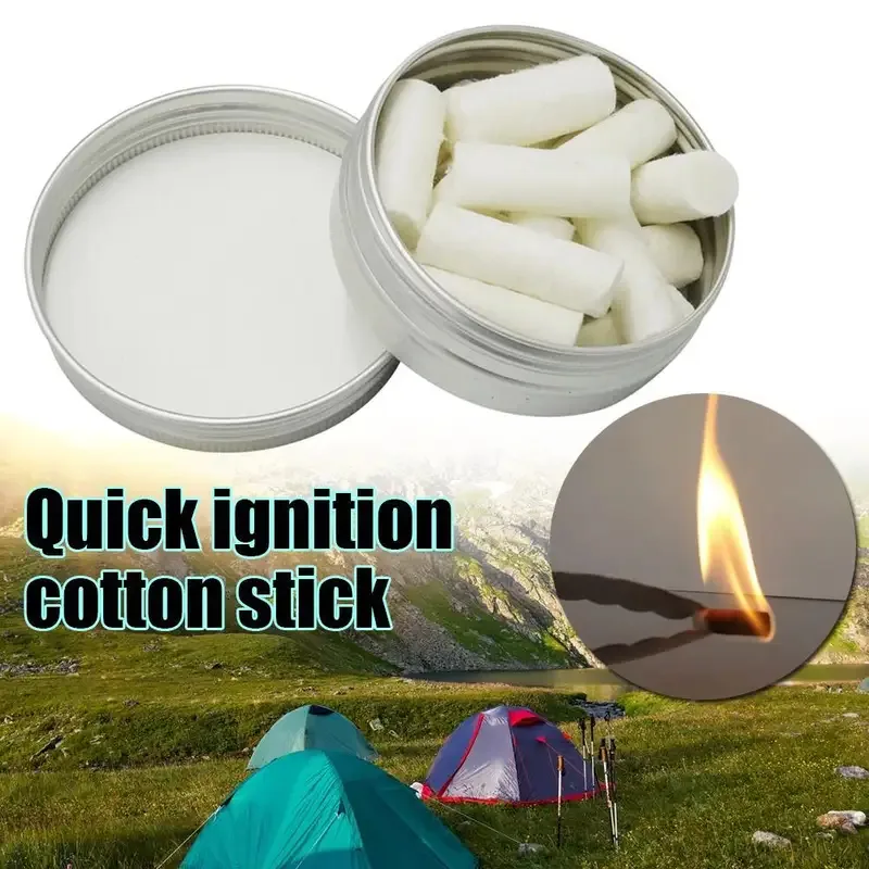 Fire Starting Kit - 12-teiliges Outdoor-Camping-Set mit Paraffin-Wachs-Feuerstarter, Seil und