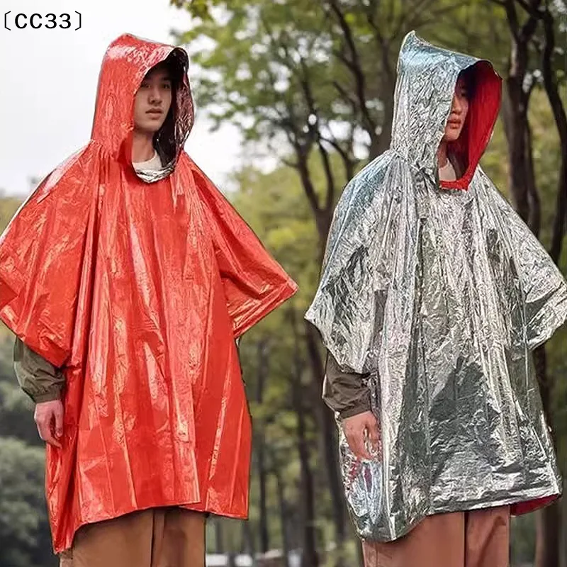 Survival Blanket Reflective - Notfall-Regenponcho, thermische Überlebensdecke, thermischer Regenmantel, wärmereflektierend,