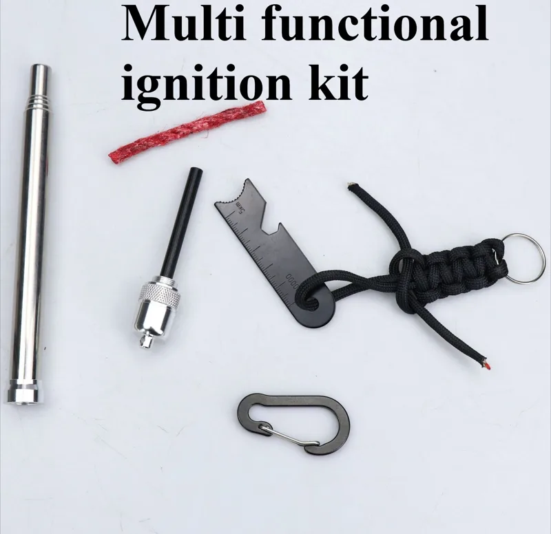 Magnesium Fire Starter - 2er-Set Tragbare Multifunktionale Camping-Lötlampe mit Medikamentenfach,