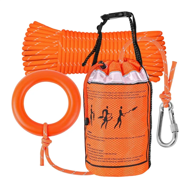 Rescue Rope Throw - 15-teiliges Rettungs-Wurfseil-Set für Boote, Lebensrettungsleine für